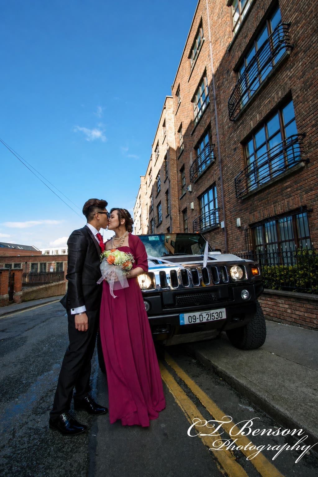 Bride photographed in the city