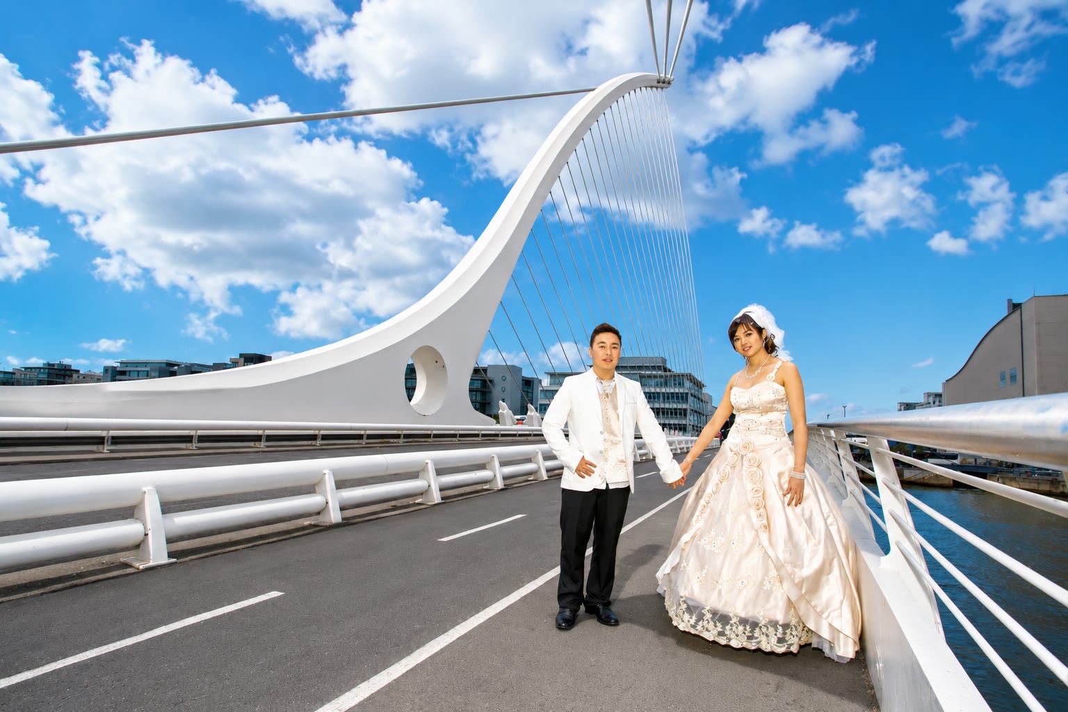 Kenzo and May on Dublin's Samuel Beckett Bridge
