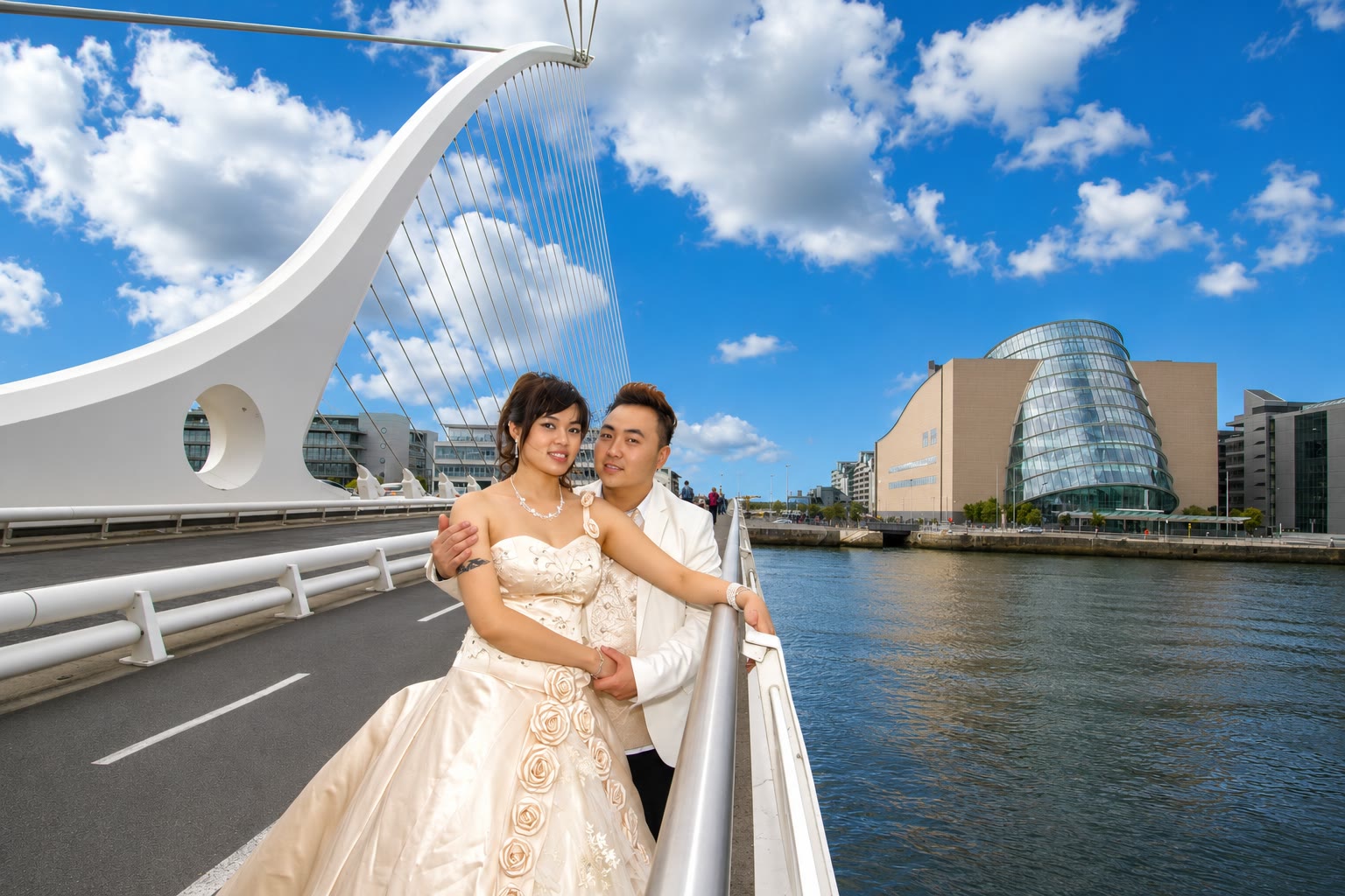 Kenzo and May beside the River Liffey